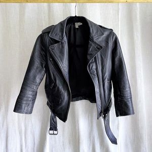 H&M Divided 3/4 Sleeve Leather Moto Jacket